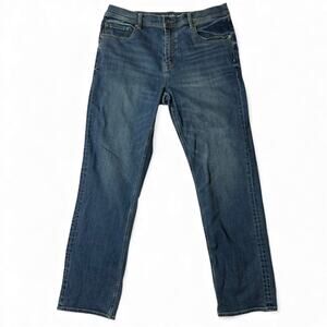 Devil Dog Relaxed Straight Jeans Mens Actual Size 37x34 Blue Burke Stretch Denim